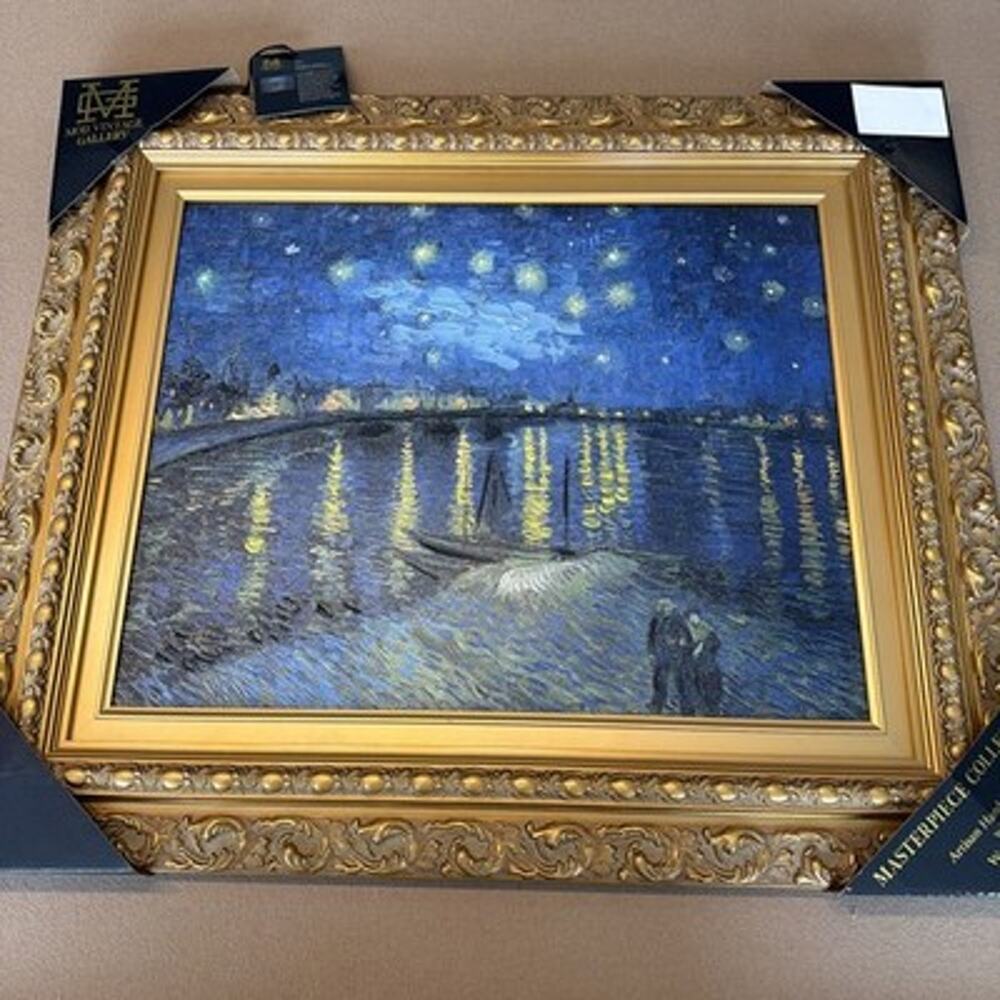 Van Gogh “Starry Night Over The Rhône 1888” 27x24 Hand Painted Wood Frame